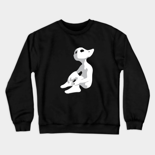 Curious Alien / Elf with pointy ears looks up (white and grey) - ORENOB logo Crewneck Sweatshirt by ORENOB